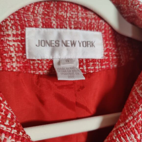 Vintage Silk Jones New York Red Tweed Blazer 8 Classic Preppy Chic Career Office - Picture 3 of 6
